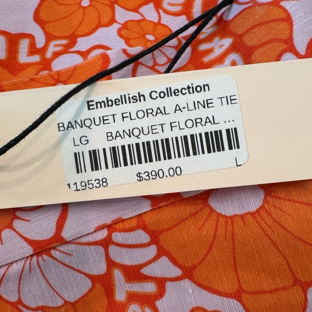 LINGUA FRANCA Life is a Banquet Floral Lilac Tie Skirt Size Large NWT - Picture 10 of 10